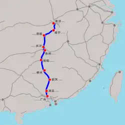 Mapa przebiegu linii kolejowej