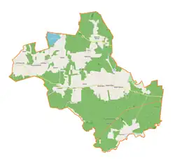 Mapa konturowa gminy Wyryki, blisko centrum na lewo u góry znajduje się punkt z opisem „Zahajki”