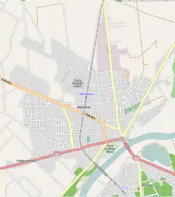 Mapa konturowa Wyszkowa, w centrum znajduje się punkt z opisem „Wyszków”