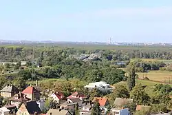 Most Gryfitów i trasa kolejowa Szczecin Gł. – Szczecin Dąbie. W tle Pomorzany