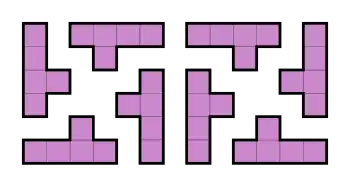 Możliwe ustawienia pentomina Y