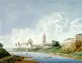 Obraz Pawła Judina z 1810 roku, przedstawia Monaster Nowospasski od strony rzeki Moskwy.