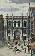 Złota Brama na ilustracji z opisu historii miasta Gdańska, autorstwa Reinholda Curickego z 1687 roku
