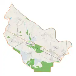 Mapa konturowa gminy Zaleszany, w centrum znajduje się punkt z opisem „Majdan Zbydniowski”