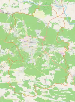 Mapa konturowa Zielonej Góry, blisko centrum u góry znajduje się punkt z opisem „ADB Polska Sp. z o.o.”