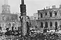 Zniszczony budynek dworca podczas obrony Warszawy w 1939