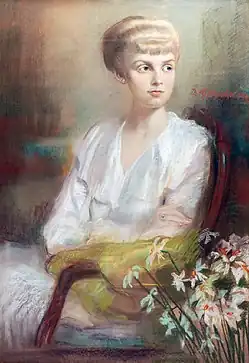 Portret młodej kobietyz narcyzami