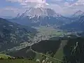 Zugspitze widziane z Ehrwaldu