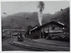 Stacja kolejowa Soengai Doerian tuż przy kopalni Ombilin (ok. 1910)
